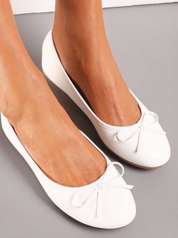 Samantha - Söta enfärgade ballerinaskor med rosett